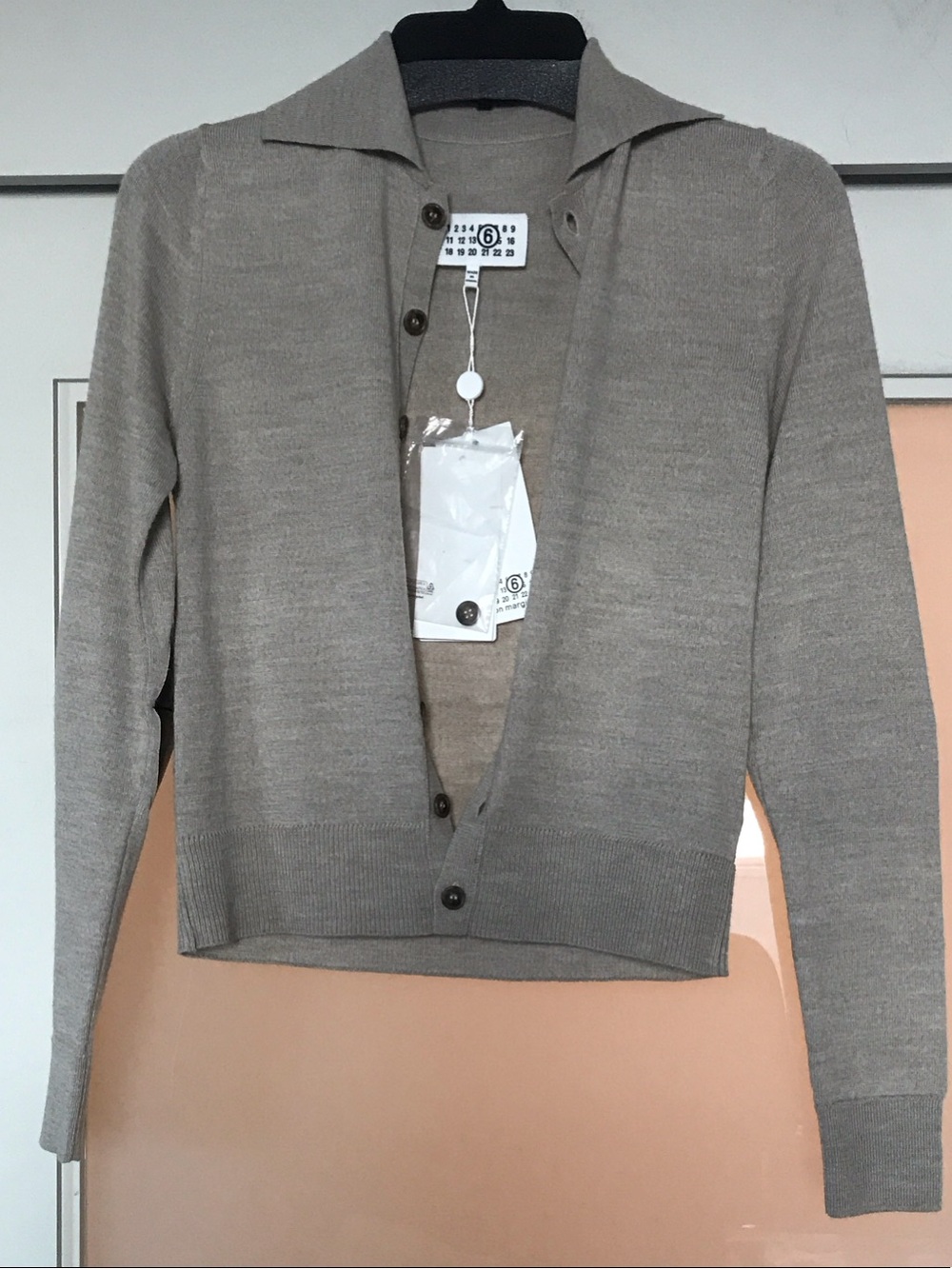 Maison Martin Margiela Taupe Button-Front Collared Women's Cardigan